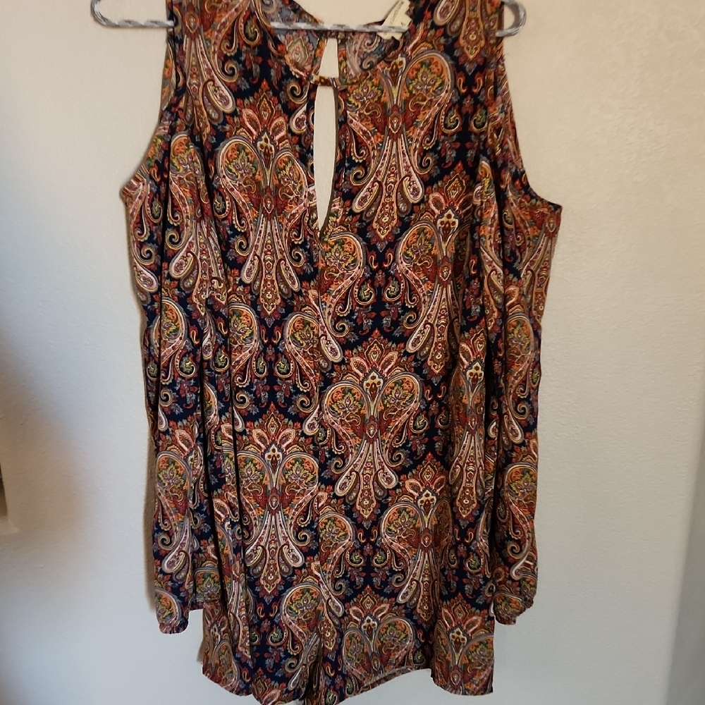 Paisley Print Cold Shoulder shorts  Multicolor romper